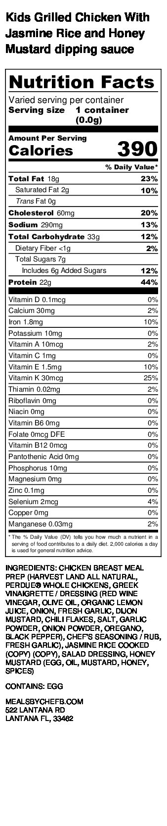 34 Grilled Chicken Nutrition Label - Label Design Ideas