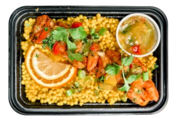 Grilled Shrimp w/ Pearl Couscous & Mango Salsa