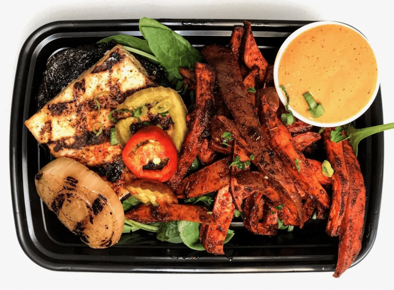 Organic Charbroiled Tofu Burger w Gourmet Fries and AIoli - Image 3