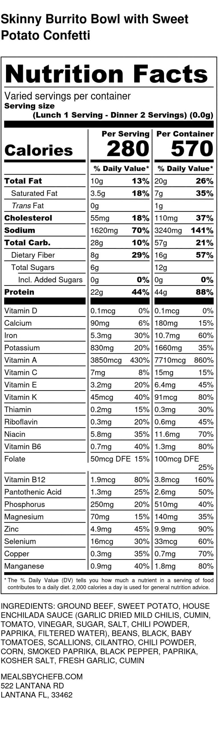 Skinny Beef Burrito Bowl - Meal By Chef B