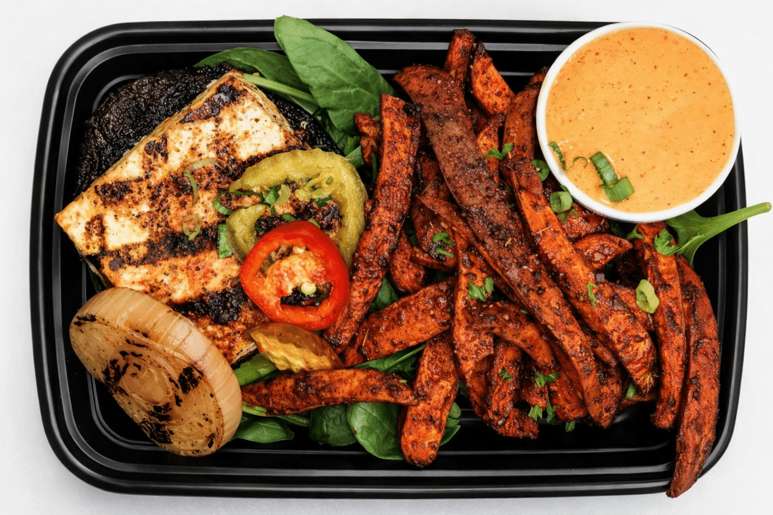 Organic Charbroiled Tofu Burger w Gourmet Fries and AIoli - Image 4