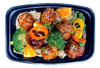 Mandarin Glazed Turkey Meatballs & Udon
