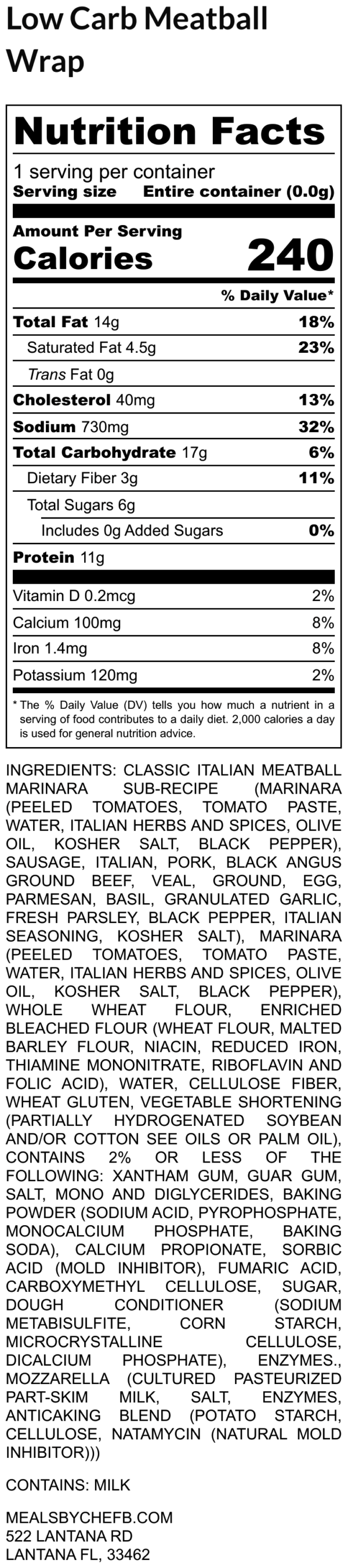 Low Carb Meatball Wrap