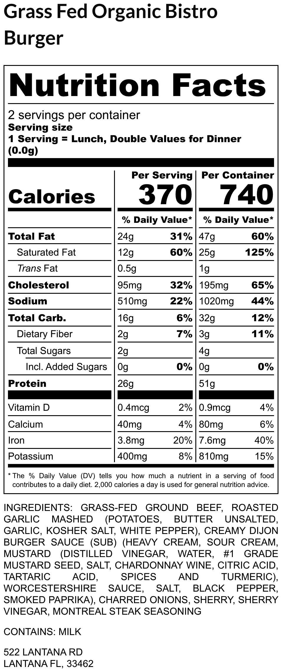 Grass Fed Organic Bistro Burger w/ Roasted Garlic Mash - Image 2