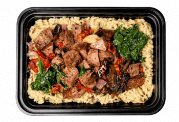 Roasted Garlic Beef Tips & Creamy Orzo Pilaf