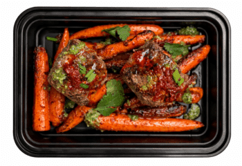 Harissa Burger, Carrots & Gorgonzola Yogurt