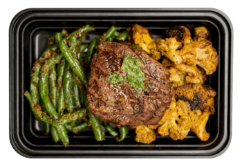 Filet w/ Roasted Garlic Vegetables & Lemon Herb Butter
