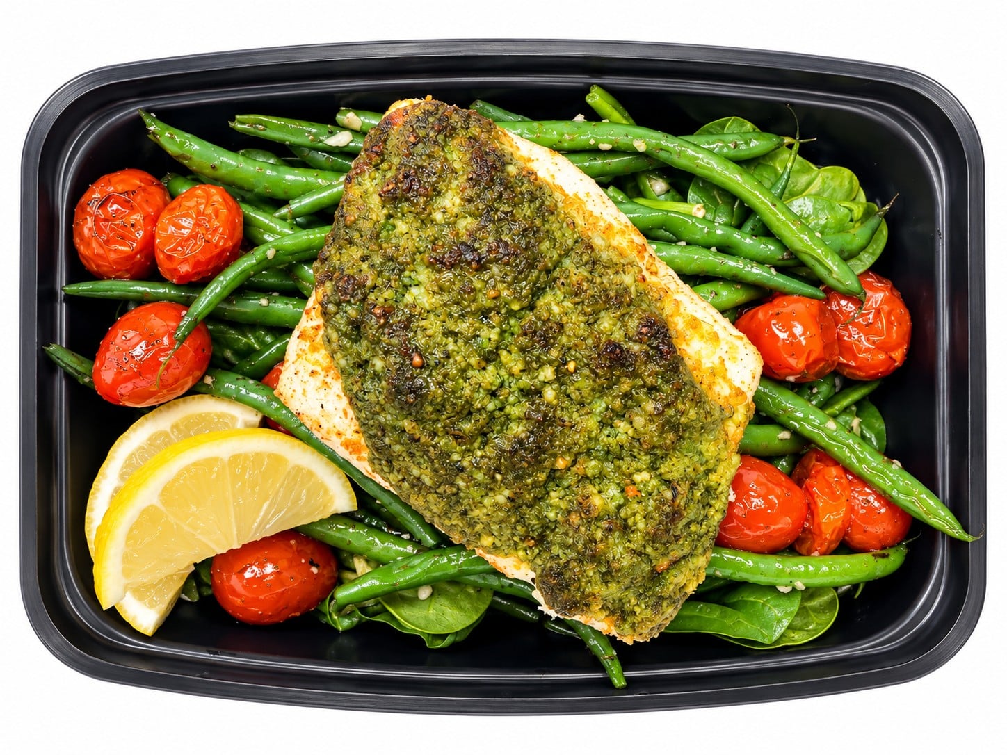 Lite Pesto Crusted Halibut