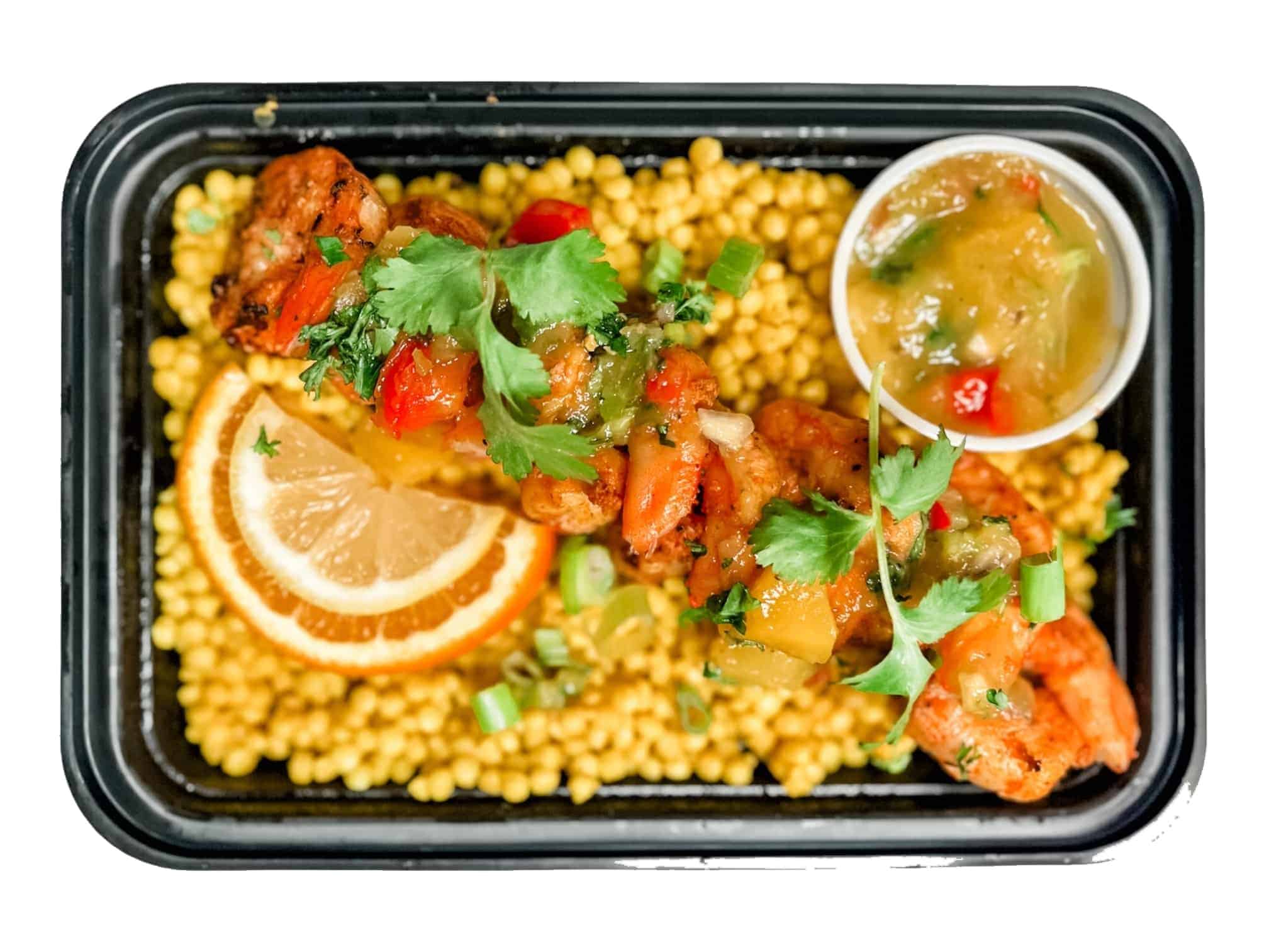 Grilled Shrimp w/ Pearl Couscous & Mango Salsa