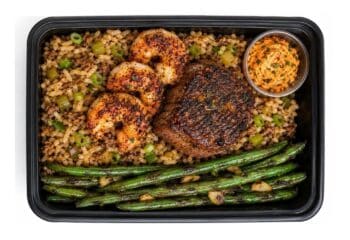 Blackened Filet & Shrimp with Cajun Dirty Rice