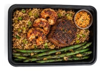 Blackened Filet & Shrimp with Cajun Dirty Rice