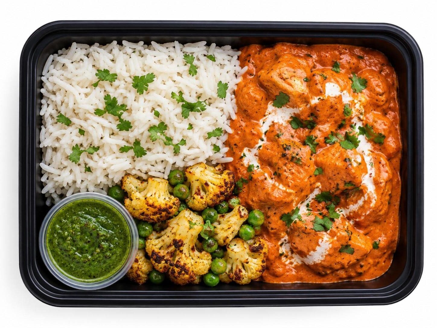 Butter Chicken with Cumin Basmati Rice meal prep tray - Meals by Chef B