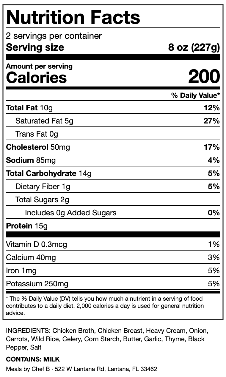 Nutrition label