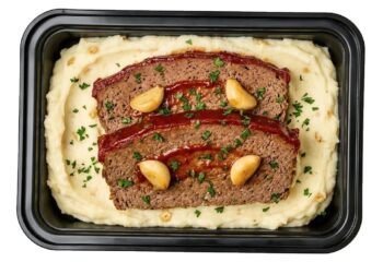 Flashback Meatloaf w/ Roasted Garlic Mashed Potatoes