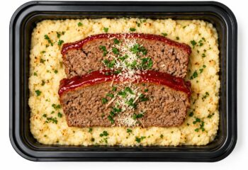 KETO Flashback Meatloaf w/ Cauli &  Goat Cheese Puree