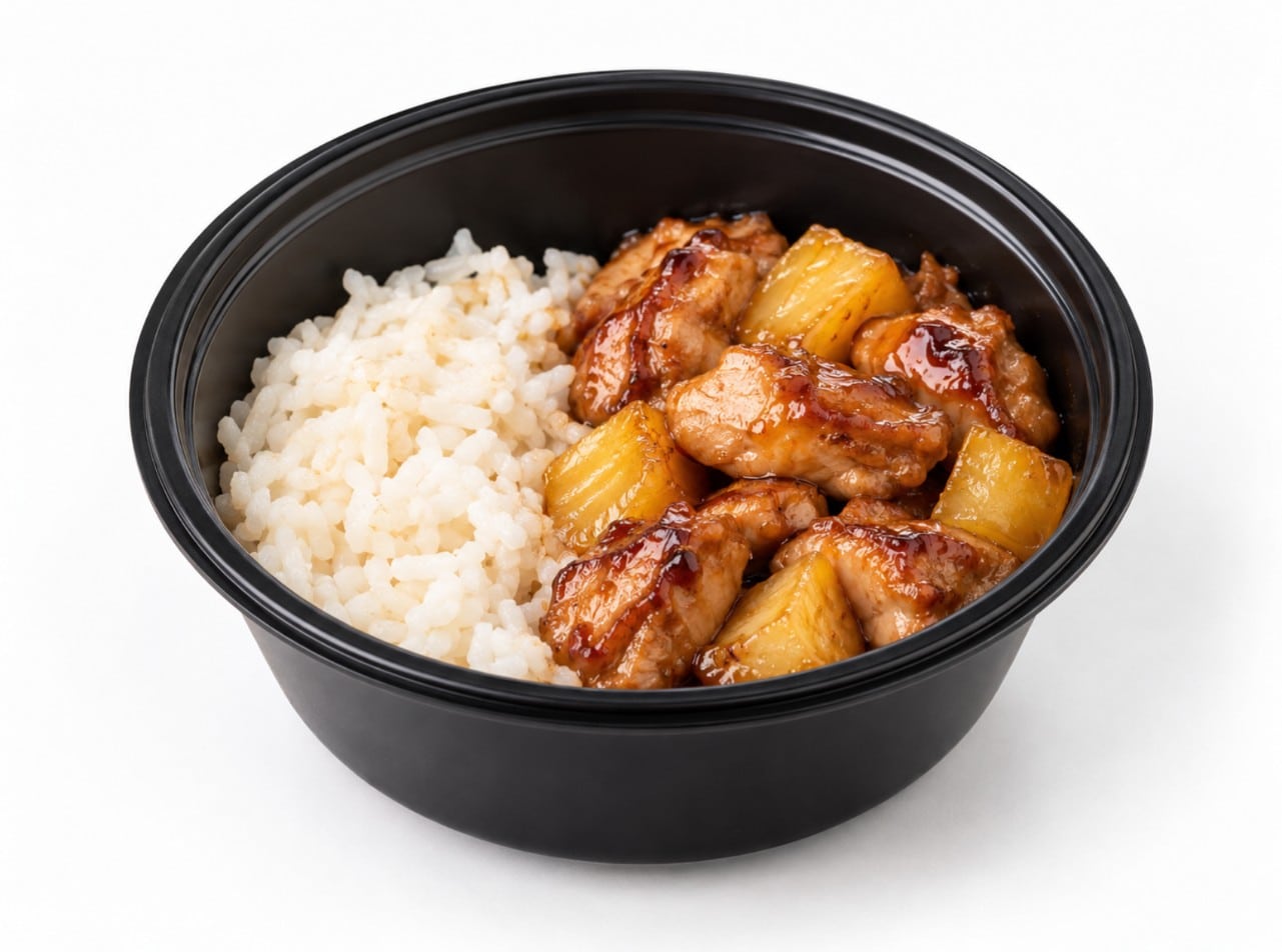Kids hawaiian chicken meal prep bowl