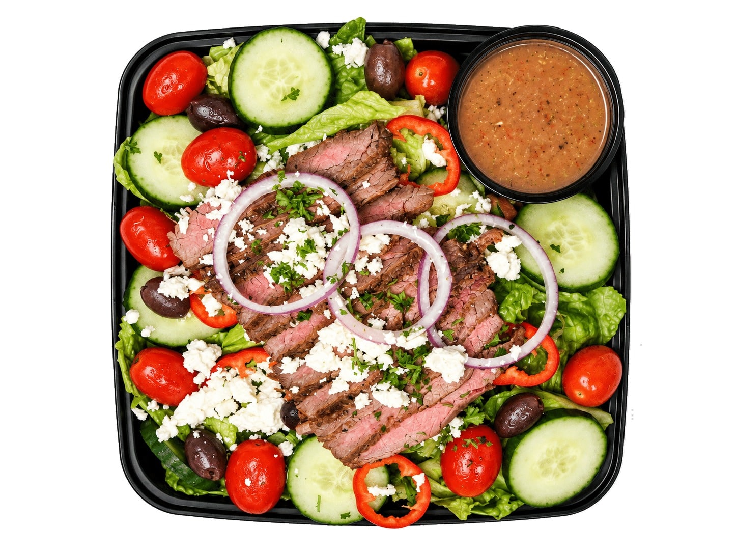 LARGE Greek Salad w/ FLANK STEAK