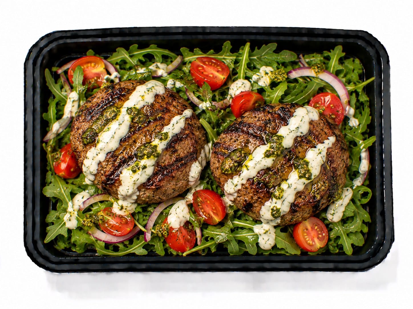 Lemon Herb Grass-Fed Burger & Arugula