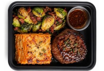 Maple-Bourbon Filet with Sweet Potato Gratin & Bacon Brussels