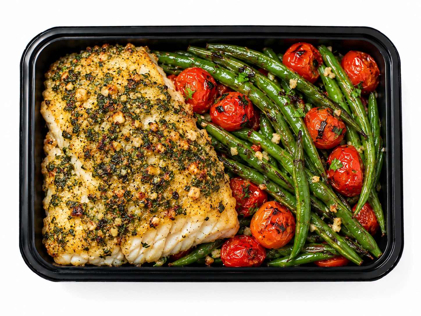 Lite Pesto Crusted Halibut
