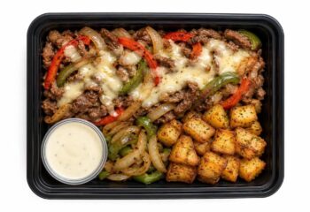 Philly Cheesesteak Bowl with Roasted Garlic Potatoes
