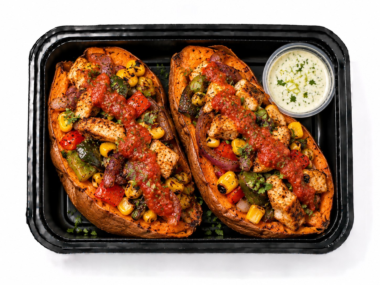 Southwest CHICKEN Stuffed Sweet Potatoes