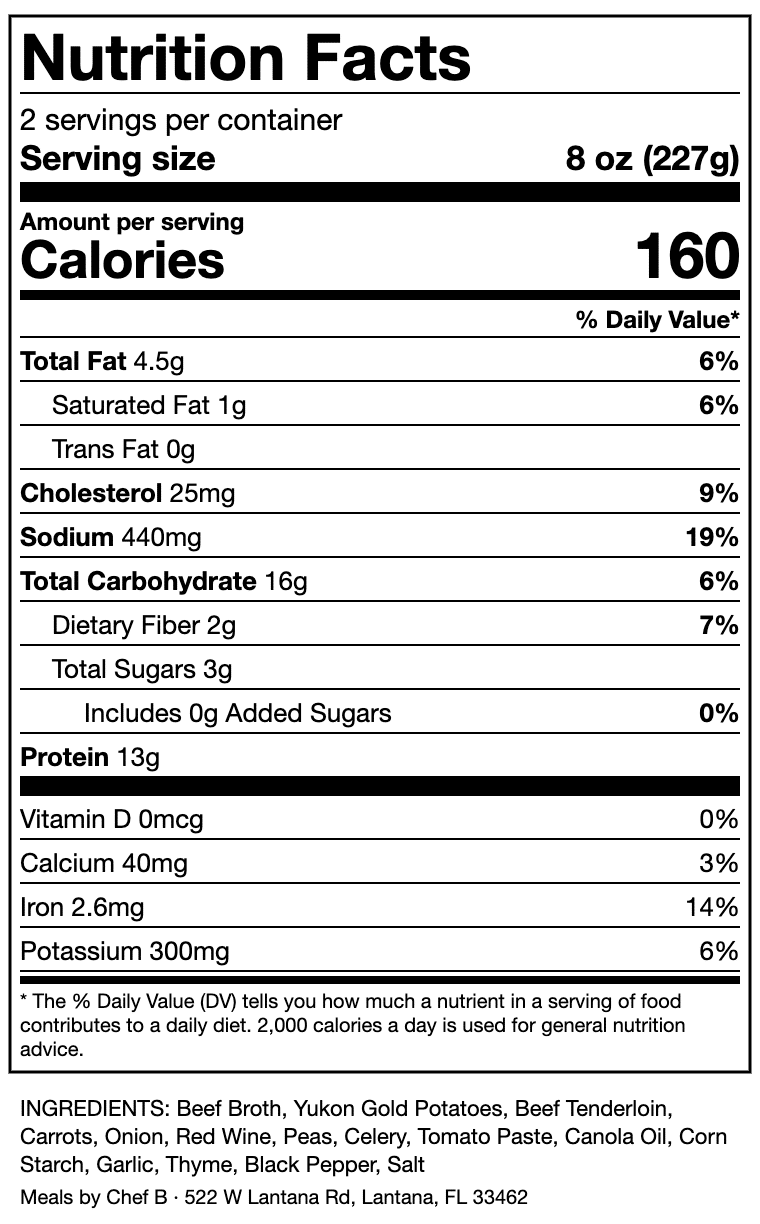 Nutrition label